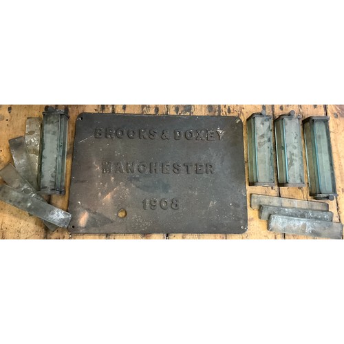 24 - Architectural salvage and advertising - a cast iron factory plaque ‘Brooks and Doxey, of Manchester,... 