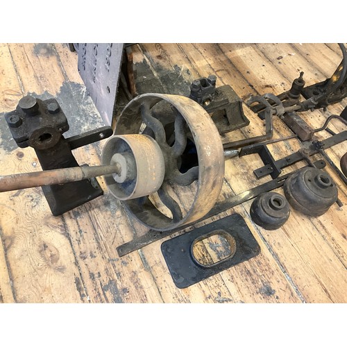 25 - Industrial machinery parts, tools and equipment - a large cast iron loom stepped drive wheel, 48cm d... 