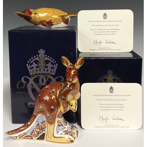 5012 - A pair of Royal Crown Derby paperweights, The Australian Collection - Kangaroo and Duck-Billed Platy... 