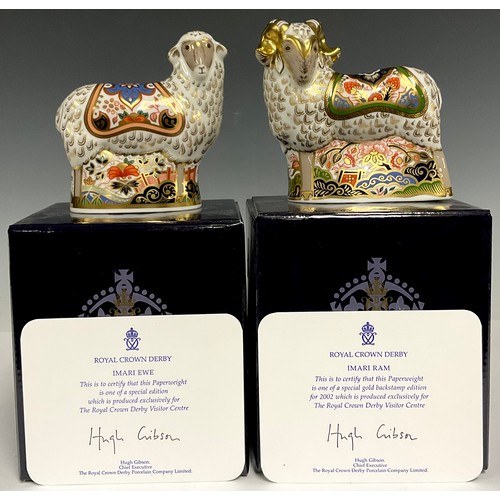 5003 - A pair of Royal Crown Derby paperweights, comprising Imari Ram and Imari Ewe, produced exclusively f... 