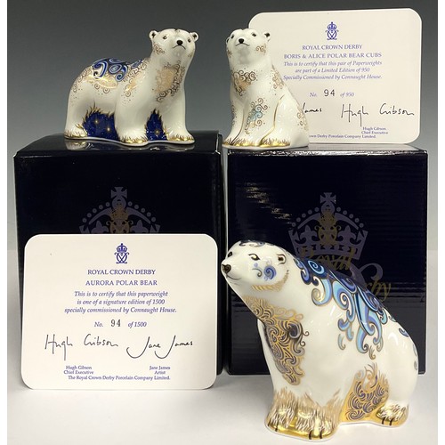 5021 - A Royal Crown Derby paperweight, Aurora Polar Bear, specially commissioned by Connaught House, desig... 