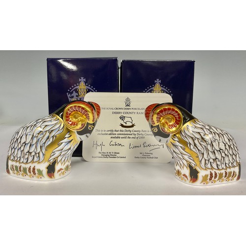 5053 - A Royal Crown Derby paperweight, Derby County Ram, exclusive commission for Derby County Football Cl... 