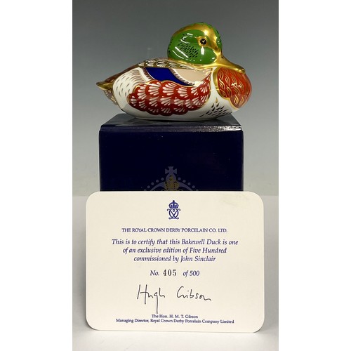 5023 - A Royal Crown Derby paperweight, Bakewell Duck, specially commissioned by John Sinclair, limited edi... 