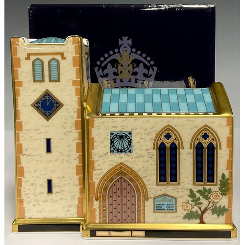 5195 - A Royal Crown Derby miniature model, Church, 11.5cm, printed mark in red, first quality, boxed