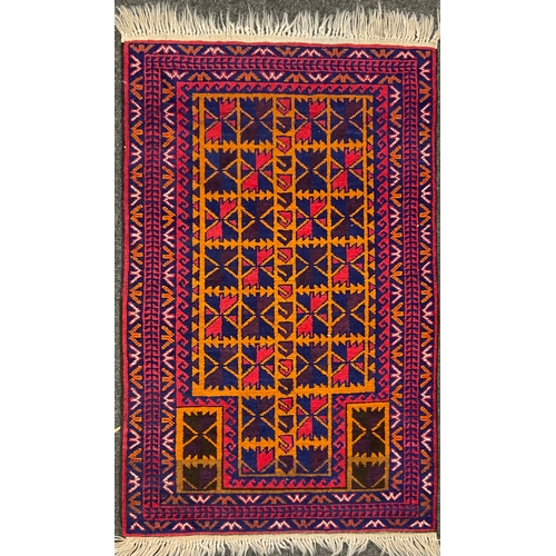 203 - A Oriental ‘Kayam’ woollen rug;  a kilim type rug;  etc, sizes - 191cm x 122cm, another 234cm x 79cm... 