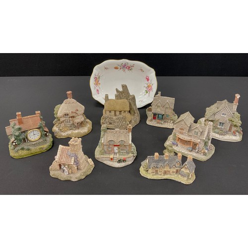 335 - Royal Crown Derby 'Derby Posie' bread dish; Lilliput Lane Cottages; other