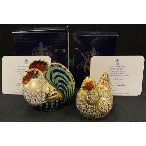 350 - Royal Crown Derby paperweights including; Farmyard Cockerel, limited edition of 4280/5000, with cert... 