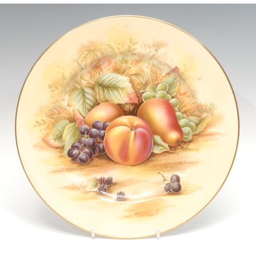 398 - An Aynsley Orchard Gold dinner plate, printed with fruit on a mossy bank, 26.5cm diameter; others si... 