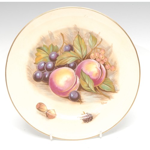 398 - An Aynsley Orchard Gold dinner plate, printed with fruit on a mossy bank, 26.5cm diameter; others si... 