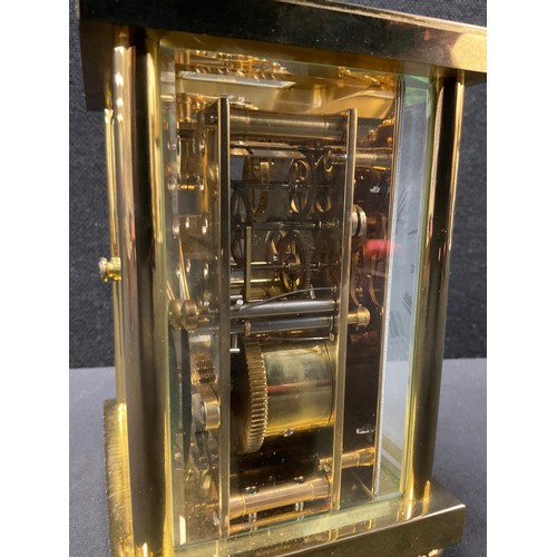 236 - A large Matthew Norman brass cased carriage clock, Swiss 17 jewel movement, 17cm high, 10cm wide, 9c... 