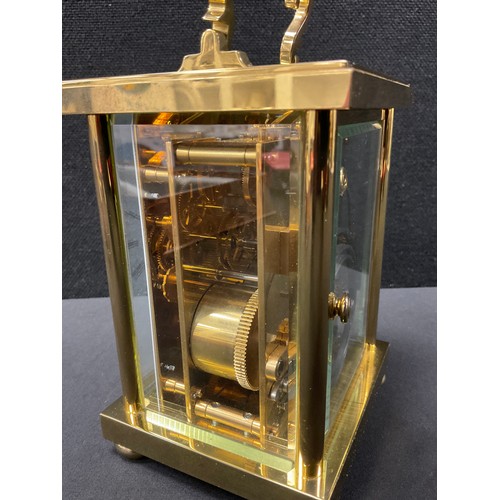 236 - A large Matthew Norman brass cased carriage clock, Swiss 17 jewel movement, 17cm high, 10cm wide, 9c... 