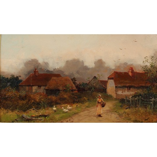 404 - William Anderson (fl. 1880-1895) 
Kentish Village Scene 
unsigned, label to verso, oil on board, 14.... 