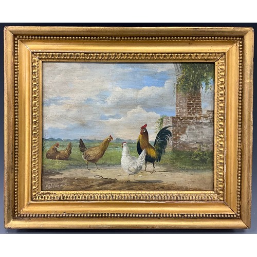 410 - Albertus Verhoesen (1806-1881) 
The Mating Game 
signed, dated 1851, oil on board, 18cm x 23cm