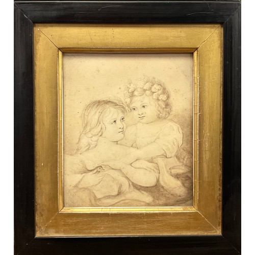 412 - English School, 18th / early 19th century, A Portrait of two sisters, Grisaille watercolour, with pe... 