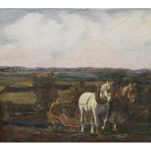 431 - English School (19th century) 
The Breaking Plough 
unsigned, oil on canvas, 38cm x 42.5cm