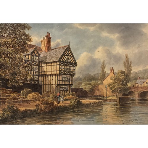 455 - Albert Dunington, The Packet House, Worsley, signed, dated 1925, watercolour, 25cm x 36cm.