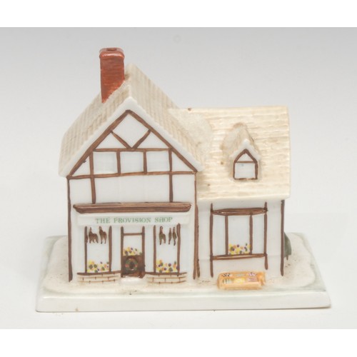 468 - A Coalport porcelain cottage, The Crooked Cottage, 10cm high; others, The Old Curiosity Shop, The Pr... 