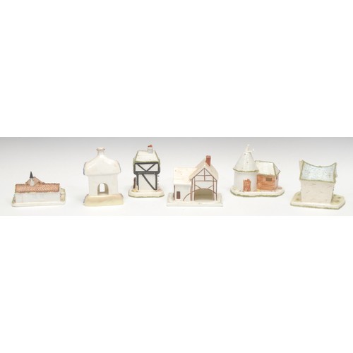 468 - A Coalport porcelain cottage, The Crooked Cottage, 10cm high; others, The Old Curiosity Shop, The Pr... 