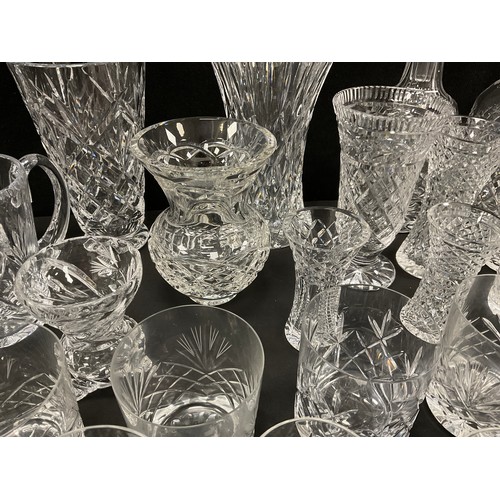 478 - Glass ware - Waterford cut glass crystal vases and other similar; qty.