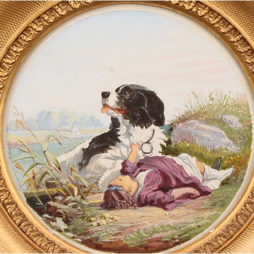 481 - English School (19th century) 
A Loyal Companion 
unsigned, watercolour, 16cm diameter