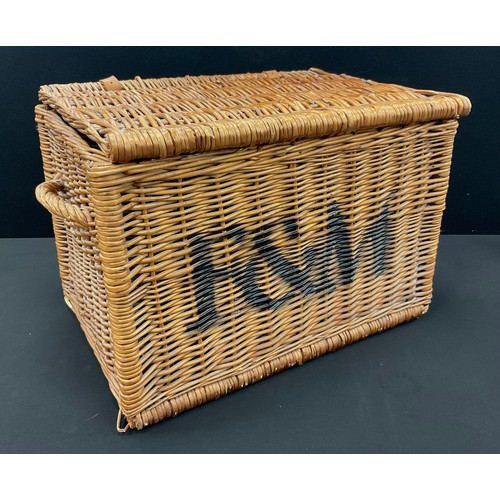 506 - A large Fortnum and Mason wicker hamper, 40cm x 58cm x 39cm.