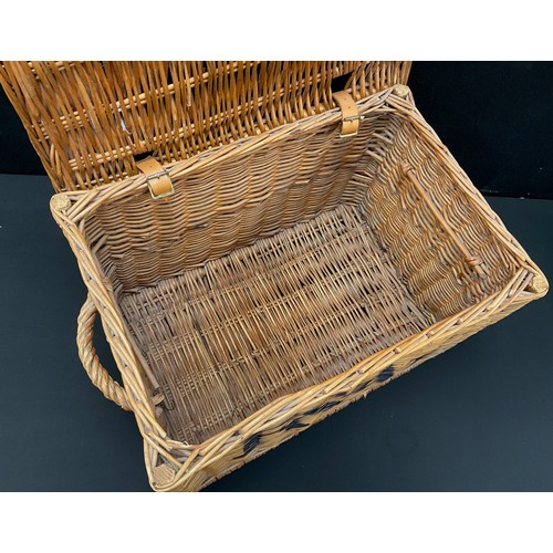 506 - A large Fortnum and Mason wicker hamper, 40cm x 58cm x 39cm.