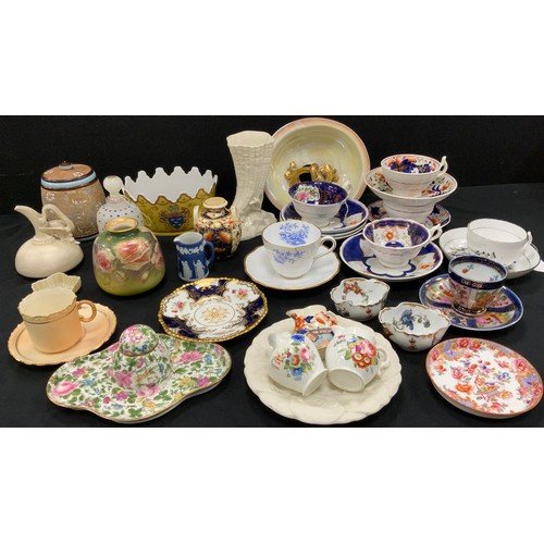 509 - 19th century ceramics including; Royal Worcester blush ivory tea cup and saucer; Belleek conical vas... 