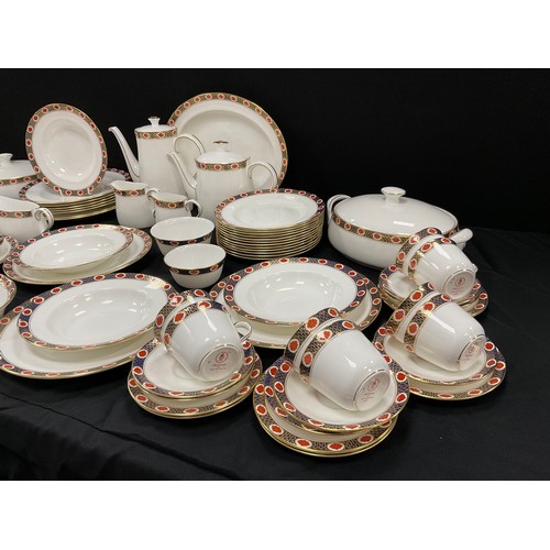 520 - An Extensive Royal Crown Derby Ambassador pattern dinner and tea set, for twelve inc oval meat plate... 