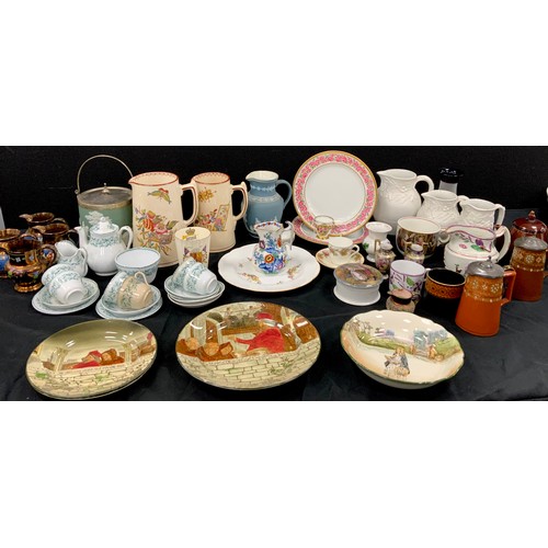 555 - Early 20th century and later including; Copper lustre, Sunderland lustre, children’s tea set, Prattw... 