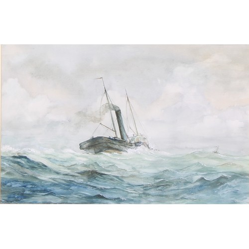 569 - S.M. (English School, 20th century) 
The Trawler 
monogrammed, watercolour, 33cm x 50cm