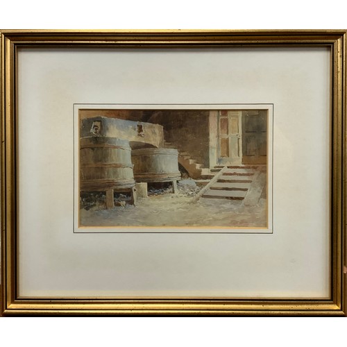 571 - Attributed to Fortunino Matania (Italian, 1881 - 1963) 
Wine Casks 
attributed verso, watercolour, 1... 