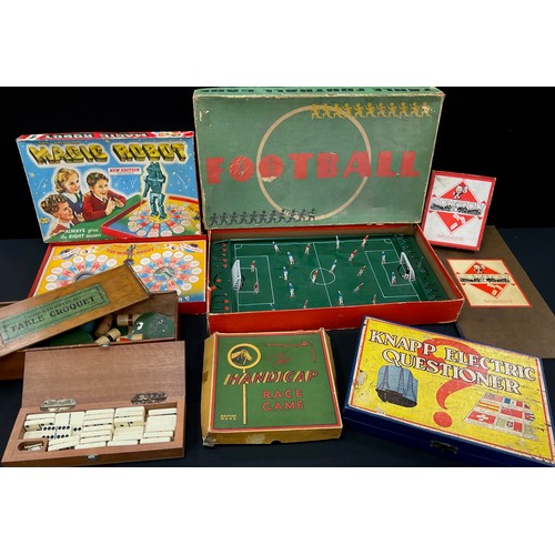 577 - Toys & Games - Chesterfield table Croquet, tin table football, Knapp Electic Questioner, early card ... 