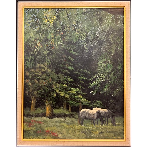 589 - Saint-Aldin (French School) 
Chevaux au Répos 
signed, oil on canvas, 63.5cm x 48.5cm