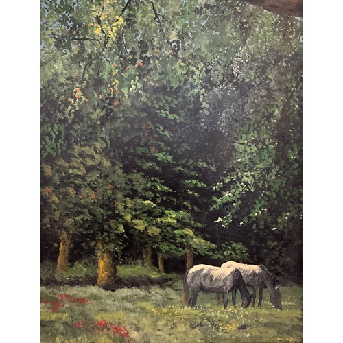 589 - Saint-Aldin (French School) 
Chevaux au Répos 
signed, oil on canvas, 63.5cm x 48.5cm