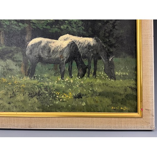 589 - Saint-Aldin (French School) 
Chevaux au Répos 
signed, oil on canvas, 63.5cm x 48.5cm