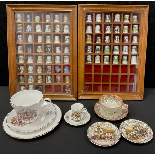 596 - A collection of Royal Crown Derby and other Thimbles assorted patterns Hammersley miniature cup and ... 