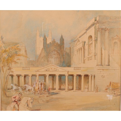 607 - Alfred Charles Conrade (1863-1955) 
Bath Abbey Churchyard and West Facade 
signed, watercolour, 23.5... 