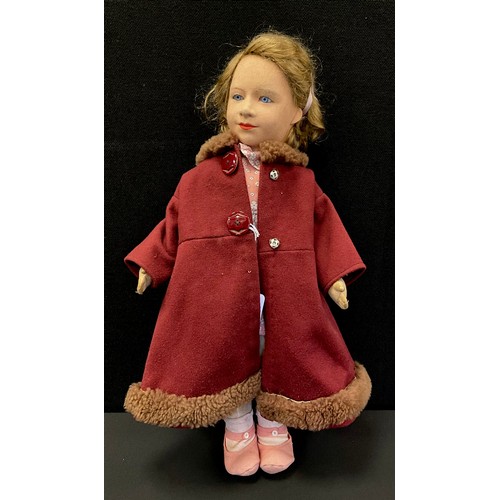 6407 - A 1930's cloth and felt doll possibly Chad Valley or Lenci as a young Princess Elizabeth with blond ... 