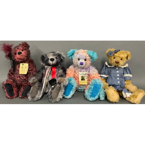 6366 - Artist Teddy Bears - KM Bears, by Kerren Morris, Hanna Halfpenny, mohair, fully jointed, 40cm, certi... 