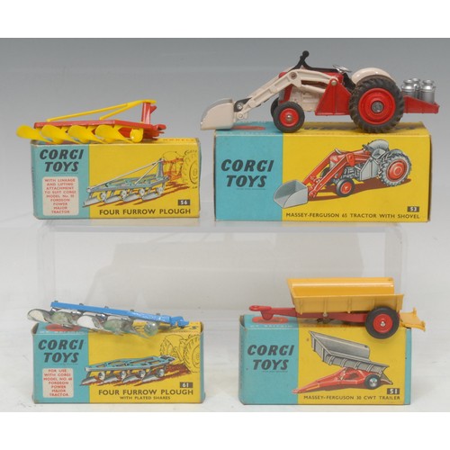 6017 - Corgi Toys - 53 Massey-Ferguson 65 Tractor with Shovel, red/cream body with decals, silver shovel an... 