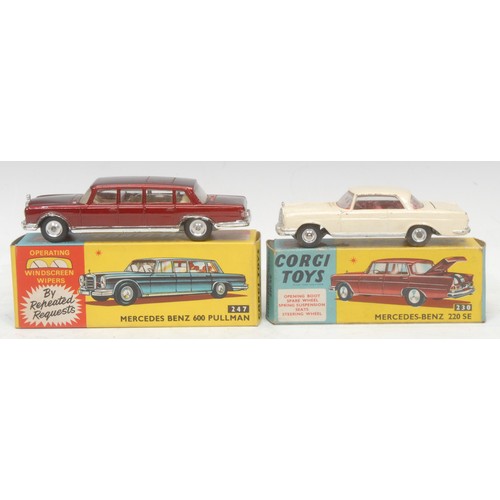 6006 - Corgi Toys - 247 Mercedes Benz 600 Pullman, metallic maroon body, cream interior, windscreen wipers,... 