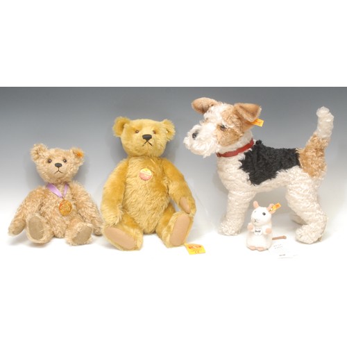 6376 - Steiff (Germany) EAN 031717 Foxy Foxterrier, trademark 'Steiff' button to ear with red and yellow ta... 