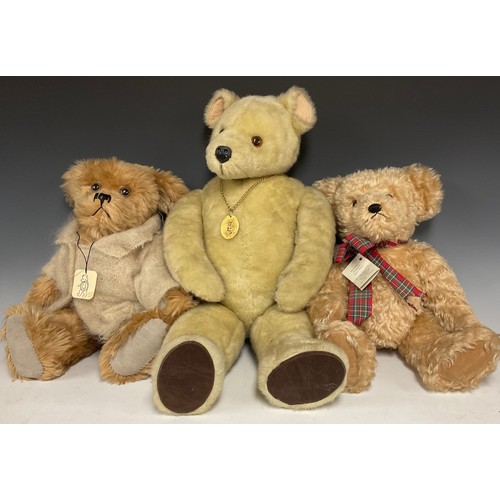 6394 - Teddies Bears - a Mary Law character bear Beaumont, long golden fur, plastic eyes, textured pads, or... 