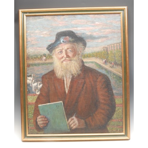 357 - English School (20th century)
Self Portrait as Samuel Palmer  
bears signature, oil on canvas, 75cm ... 