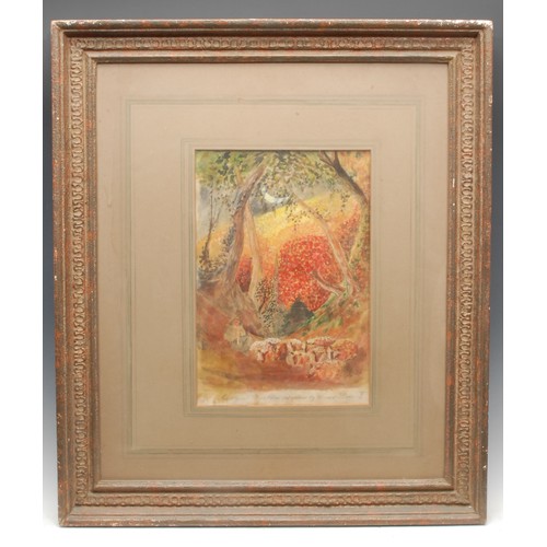 358 - English School (20th century)
Shepherd with Sheep, after Samuel Palmer 
bears signature, watercolour... 