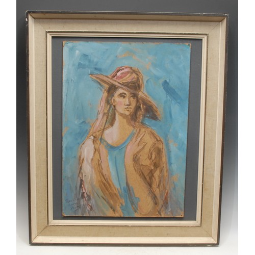 356 - English School (20th century)
Lady in Hat, in the style of Picasso   
bearing signature, oil on boar... 