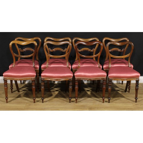 2321 - A Victorian rosewood harlequin suite of eight dining chairs, composed of two sets of four, each with... 