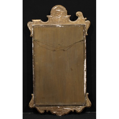 2568 - A George I Revival giltwood and gesso pier glass, in the manner of John Belchier, plain mirror plate... 