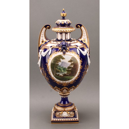 126 - A large Royal Worcester vase and cover, painted by Harry Davies (1885-1970), signed, modelled in the... 