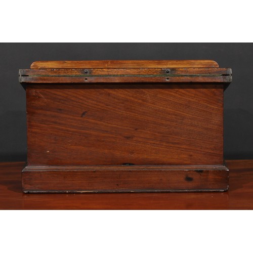 2332 - A George III mahogany table-top writing box, hinged cover with reading ledge, reciprocal drawer fitt... 